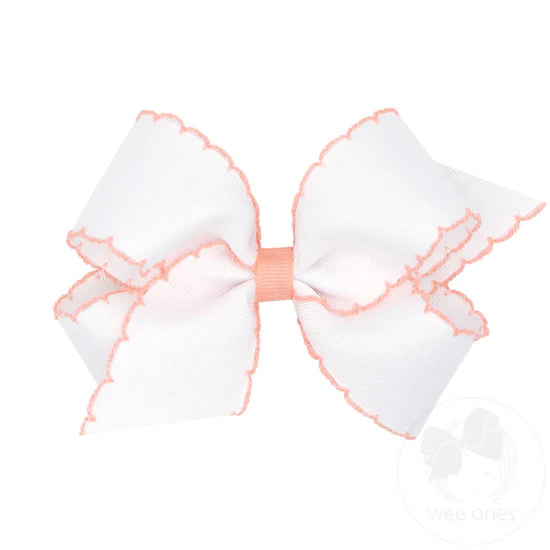 Wee Ones King Peach Moonstitch Basic Bow