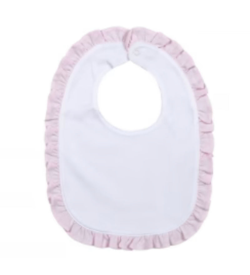 Pink Ruffle White Pima Bib