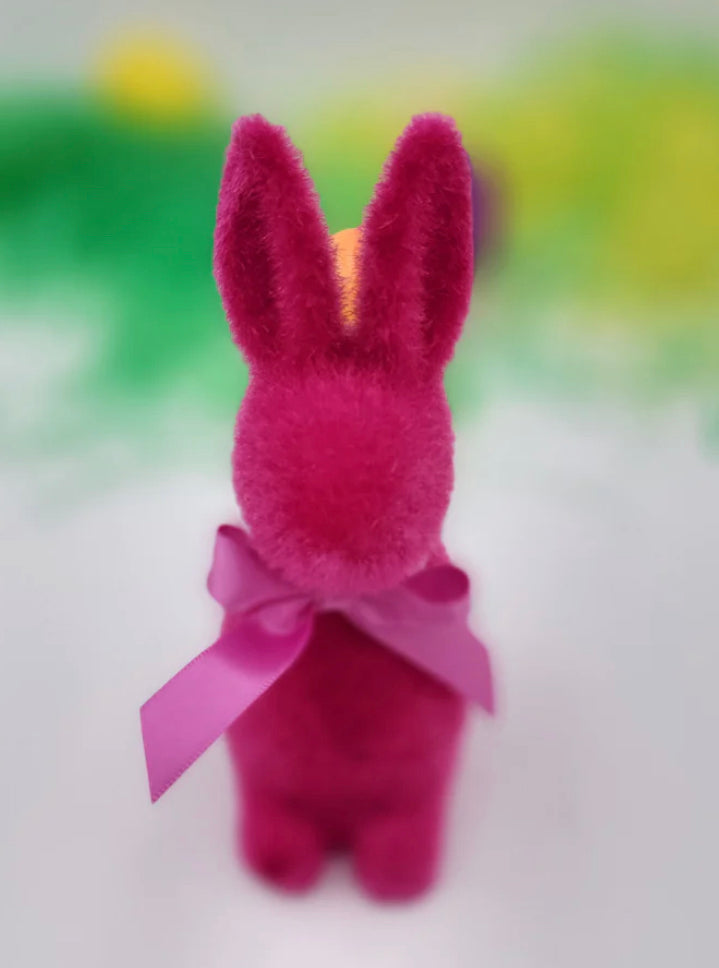 Flocked Small Button Nose Bunny