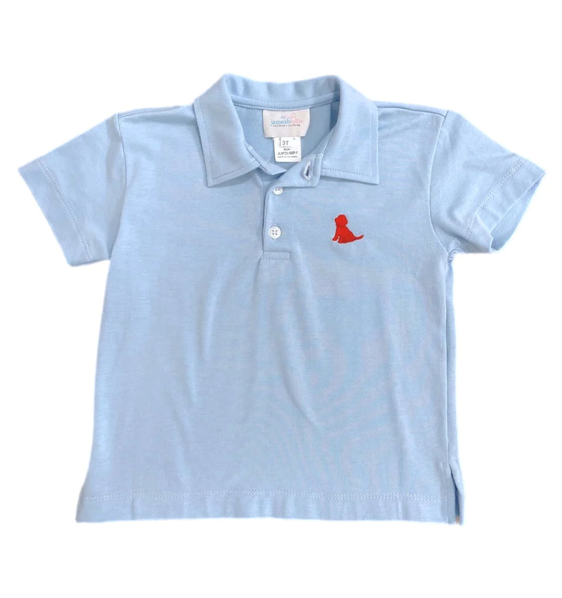 Light Blue Polo With Red Puppy