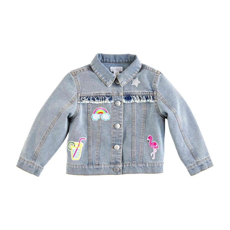 Denim Ruffle Jacket With Patches