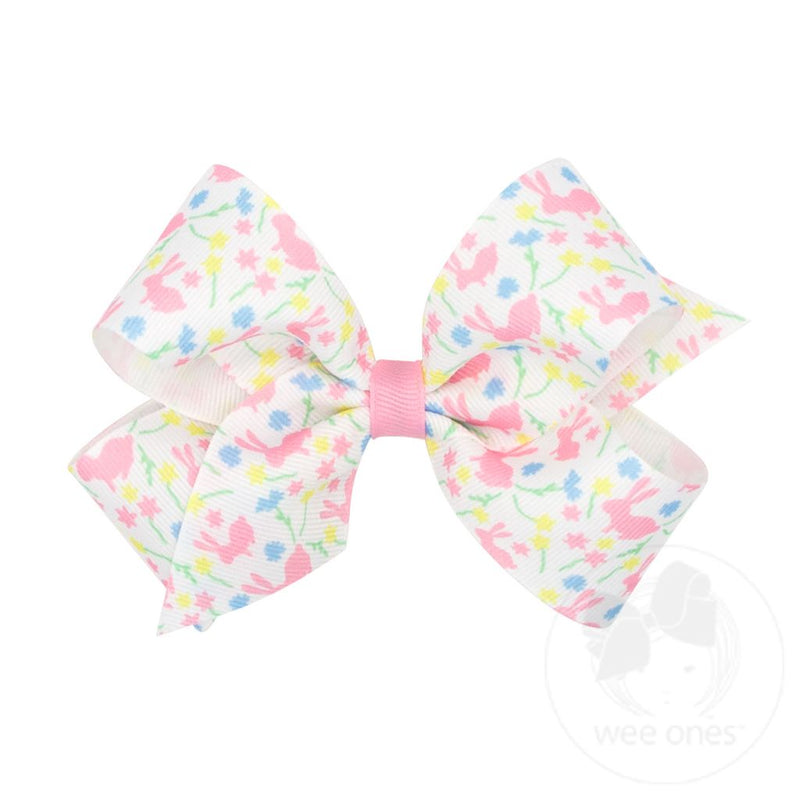 Wee Ones King Easter-Themed Print Grosgrain Bow