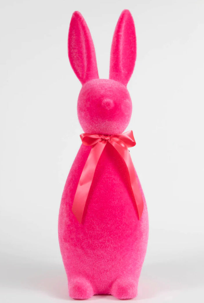 Large Flocked Button Nose Bunny