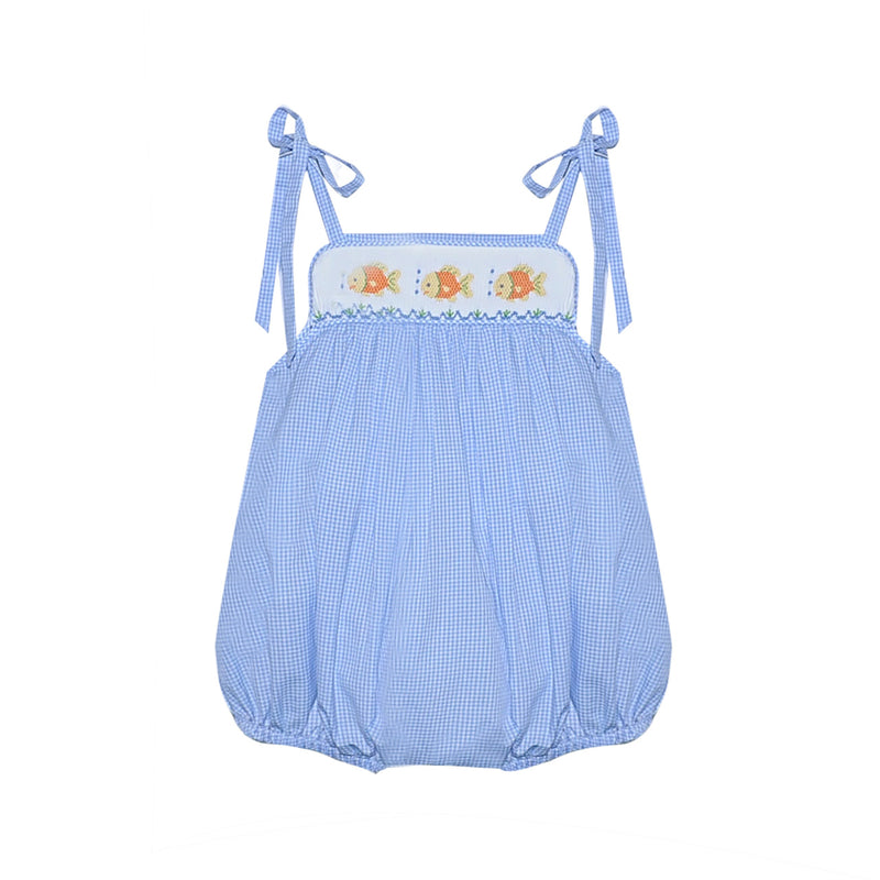 Gold Fish- Smocked Tie Shoulder Girl Bubble